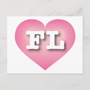 Florida Pink Fade Heart - Ik hou van FL Briefkaart