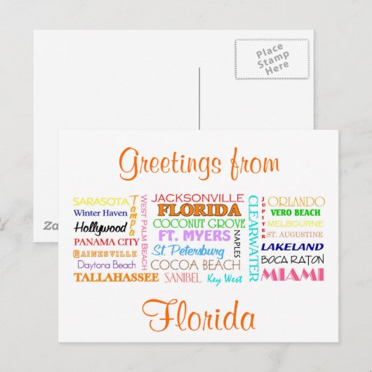 Florida plaatst briefkaart (Voorkant / Achterkant)