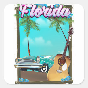 Florida Retro stijl reisposter Vierkante Sticker