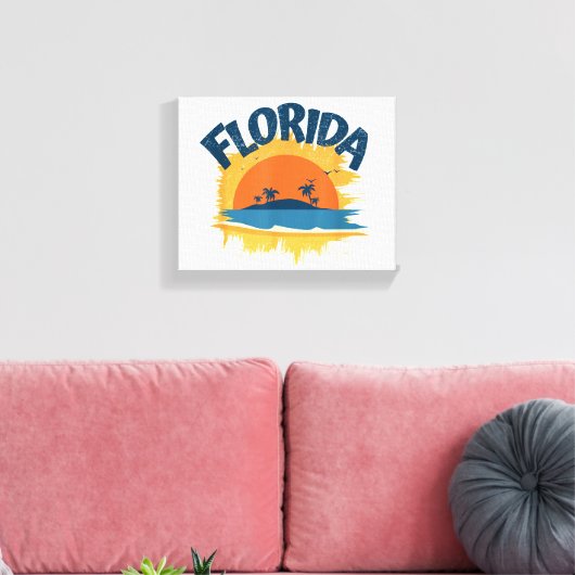  Florida Retro T-shirt Design Zonneschijn Canvas Afdruk (Insitu (Woonkamer))