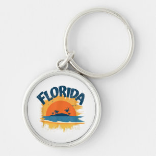  Florida Retro T-shirt Design Zonneschijn Sleutelhanger