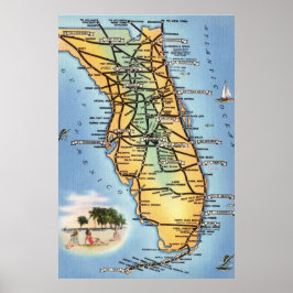 Florida Road Map Poster