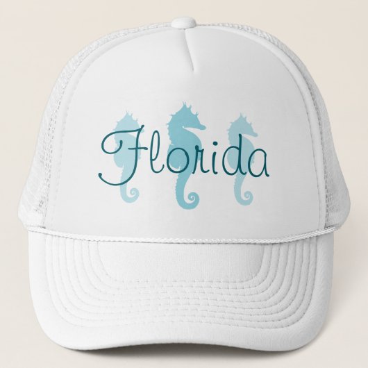Florida Robin Egg Blue Seahorses Trucker Pet (Voorkant)
