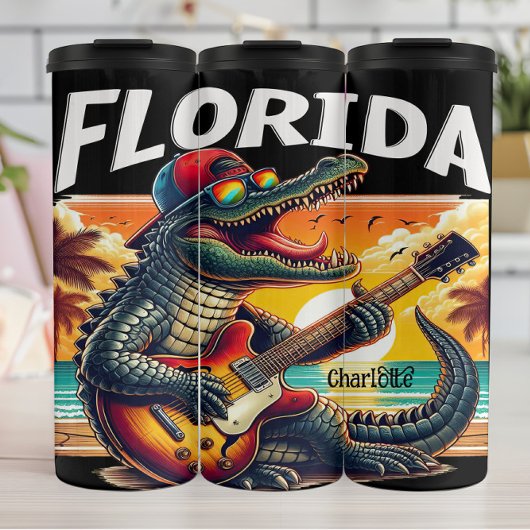Florida Rock: Alligator Guitar Sunset Thermosbeker
