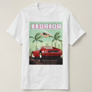 Florida rode retro sportwagen t-shirt