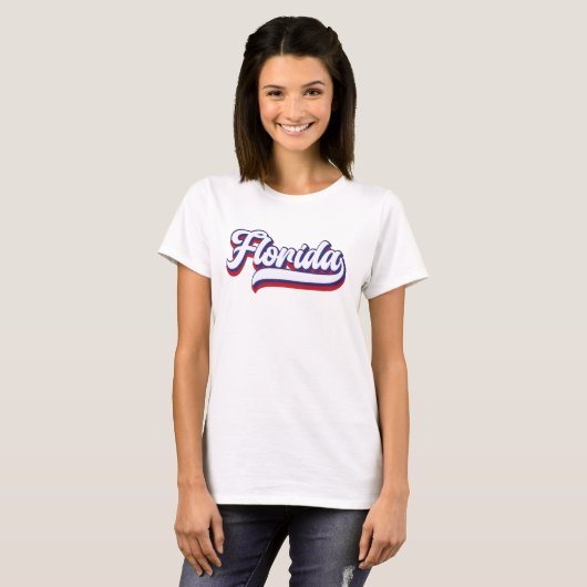 Florida Rood Wit en Blauw  Script T-shirt (Voorkant volledig)