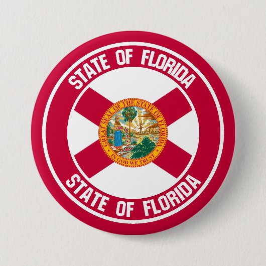 Florida Round Emblem Ronde Button 7,6 Cm (Voorkant)