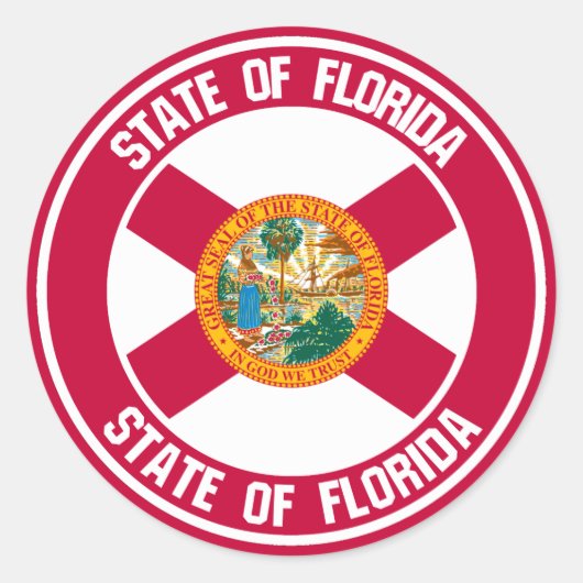 Florida Round Emblem Ronde Sticker (Voorkant)