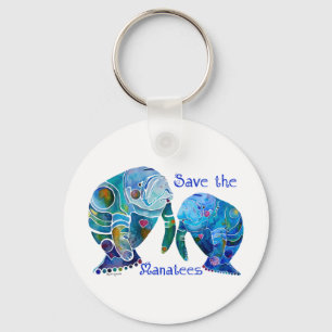 Florida Save the Manatees in Vivid Blues Sleutelhanger