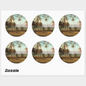 Florida Scene, mooi kunstschilderij, Ronde Sticker (Vel)