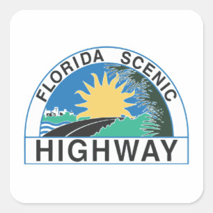 Florida Schilderachtig snelweg verkeersbord reizen Vierkante Sticker