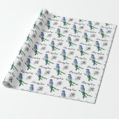 Florida Scrub Jay Monogram Crest Cadeaupapier (Uitgerold)