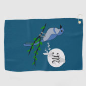 Florida Scrub Jay Monogram Crest Golfhanddoek (Horizontaal)