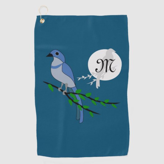 Florida Scrub Jay Monogram Crest Golfhanddoek (Voorkant)