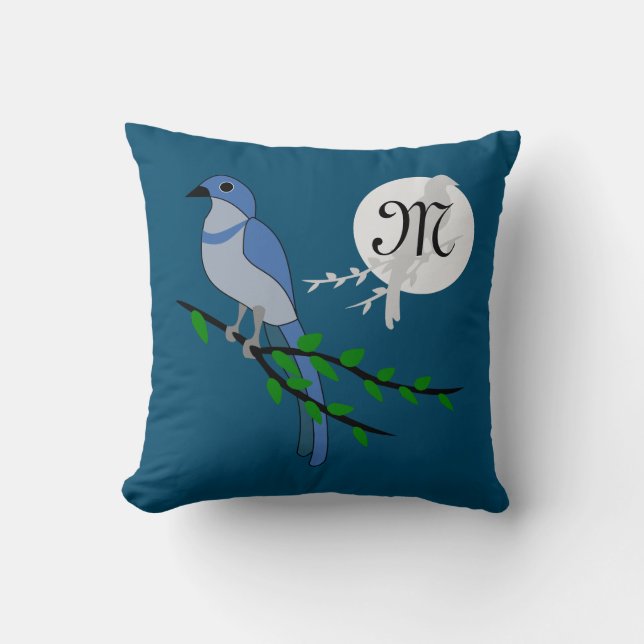 Florida Scrub Jay Monogram Crest Kussen (Voorkant)