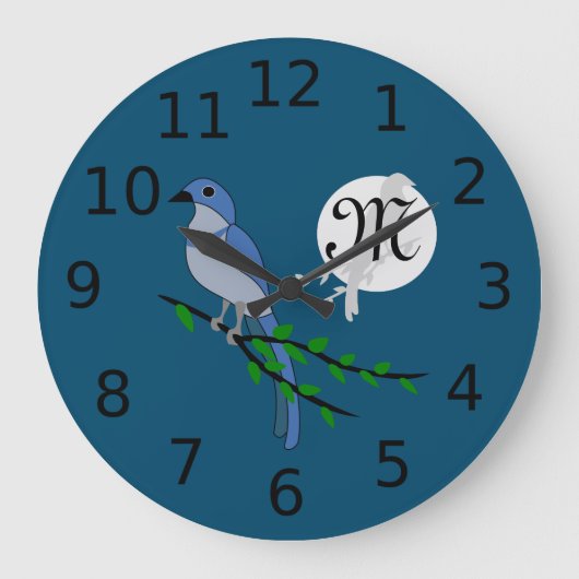 Florida Scrub Jay Monogram Grote Klok (Voorkant)