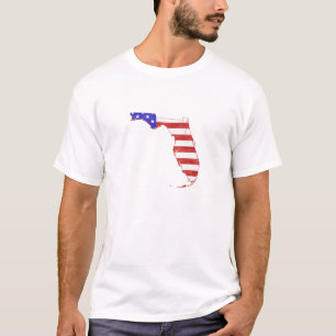 Florida Shaped American Flag Patriotic Floridian T-shirt