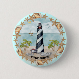 Florida Shells Lighthouse pin-knop Ronde Button 5,7 Cm