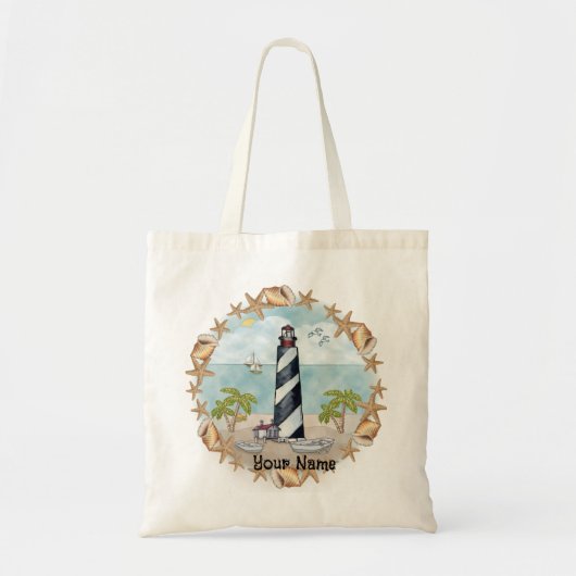 Florida Shells Lighthouse Tote Bag (Voorkant)