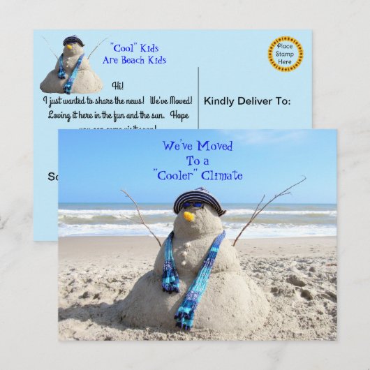 Florida Snowman - Beach - New Address Post Kaart (Voorkant / Achterkant)