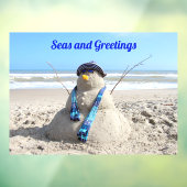 Florida Snowman - Beach Sculpture Window Cling Raamsticker (Vel 3)