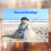 Florida Snowman - Beach Sculpture Window Cling Raamsticker (Vel 2)