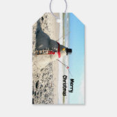 Florida Snowman met Elf - Beach - Kerstmis Cadeaulabel (Voorkant)