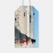 Florida Snowman met Elf - Beach - Kerstmis Cadeaulabel (Achterkant)