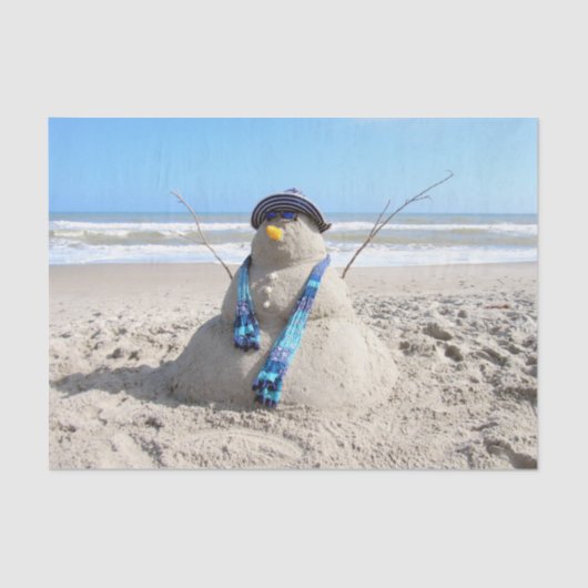 Florida Snowman - Sand Sculpture - Weefselpapier Tissuepapier (Voorkant)