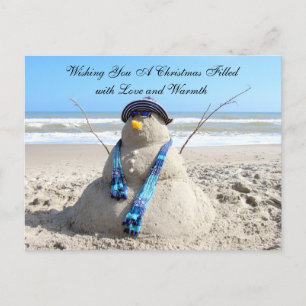 Florida Snowman / SnowWoman ( Beach ) Kerstmis Feestdagenkaart
