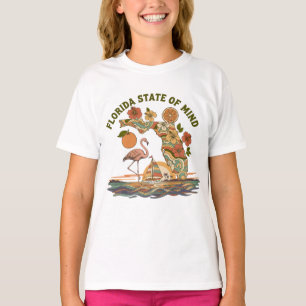 Florida Staat van Geest Retro Flamingo Zeilboot Ca T-shirt