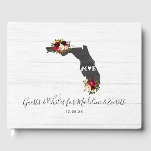 Florida State Destination Rustic Wedding Monogram Gastenboek