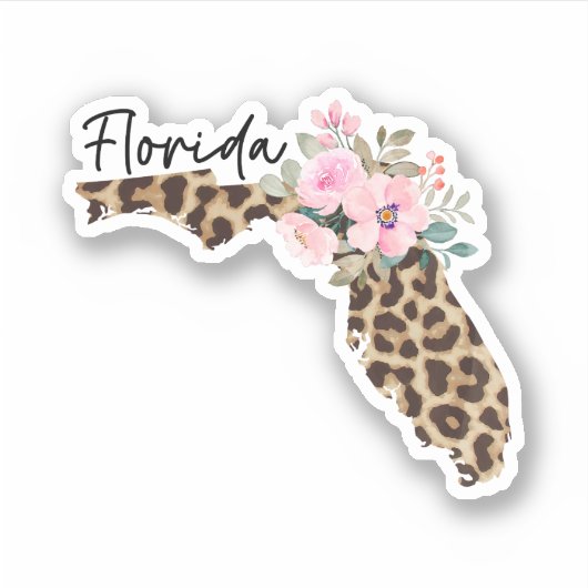 Florida State luipaard print met bloemen Sticker (Voorkant)