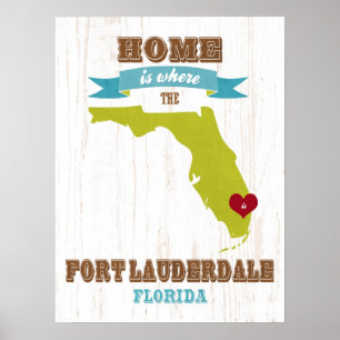 Florida State Map Art - Love Fort Lauderdale Art Poster