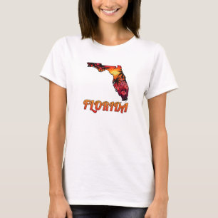 Florida State Outline Palm Trees Tattoo Style T-shirt