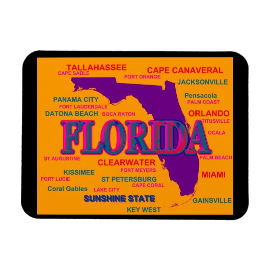 Florida State Pride Map Silhouette Magneet (Horizontaal)