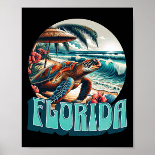 Florida Strand Surfen Surfen Oceaan Vintage VS Flo Poster