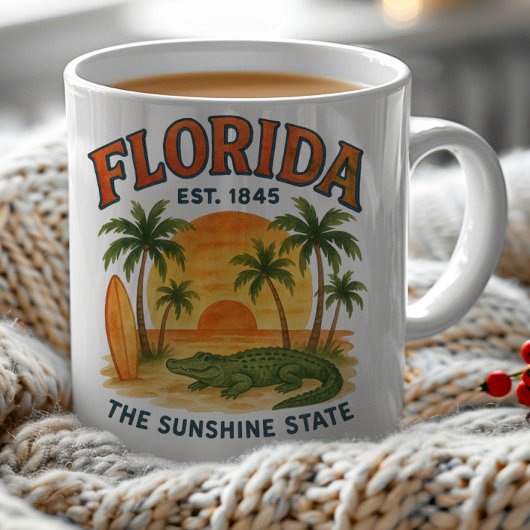 Florida Strand Zonsondergang Alligator Opgericht 1 Koffiemok