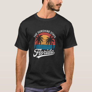 Florida Summer Vibes Beach Sunset Palm Tree Retro T-shirt