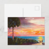 Florida Sunrise Palm Tree en Beach Travel Briefkaart (Voorkant / Achterkant)
