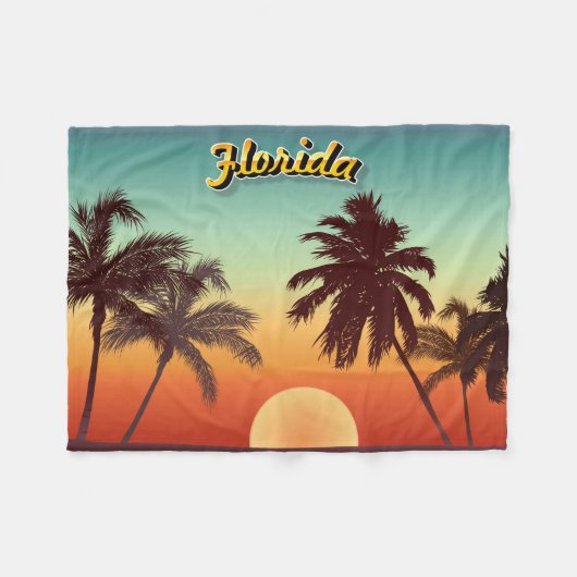 Florida Sunset - Editable Illustration Fleece Deken (Voorkant (Horizontaal))