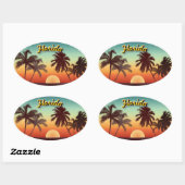 Florida Sunset Ovale Sticker (Vel)