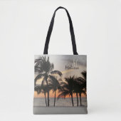 Florida Sunset Palm Tree Monogram Naam Draagtas (Voorkant)