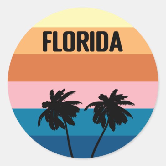 Florida  Sunset Palm Trees Reisreis Ronde Sticker (Voorkant)