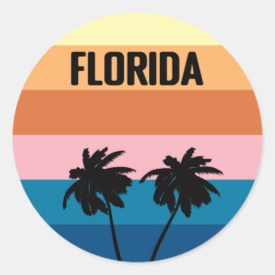 Florida  Sunset Palm Trees Reisreis Ronde Sticker