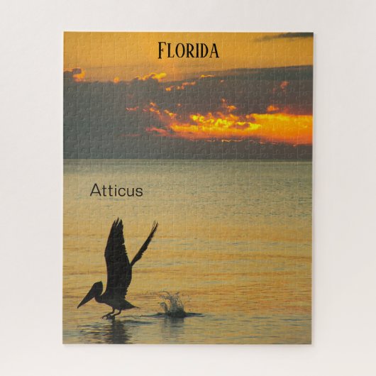 Florida Sunset Pelican trekt de Golfkust in Legpuzzel (Verticaal)