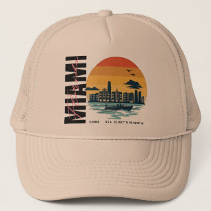 Florida Sunset Skyline Retro Miami Beach Trucker Pet