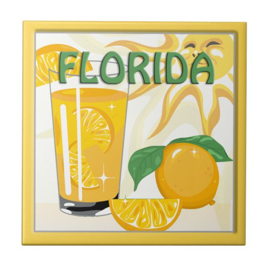 Florida Sunshine Sinaasappels Home Decor Tile Tegeltje (Voorkant)