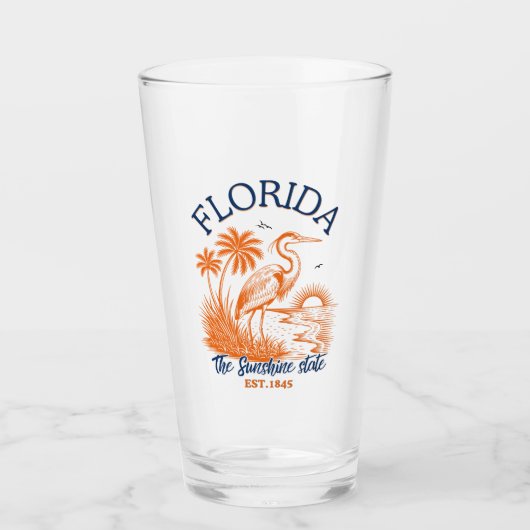 Florida The Sunshine State - Heron & Palm Trees Glas (Voorkant)