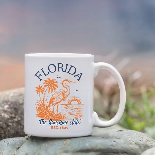 Florida The Sunshine State with Heron & Palm Tree Koffiemok
